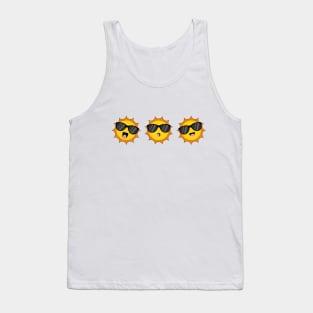 Kawaii Sun with Sunglasses Happy Emoji Faces Tank Top